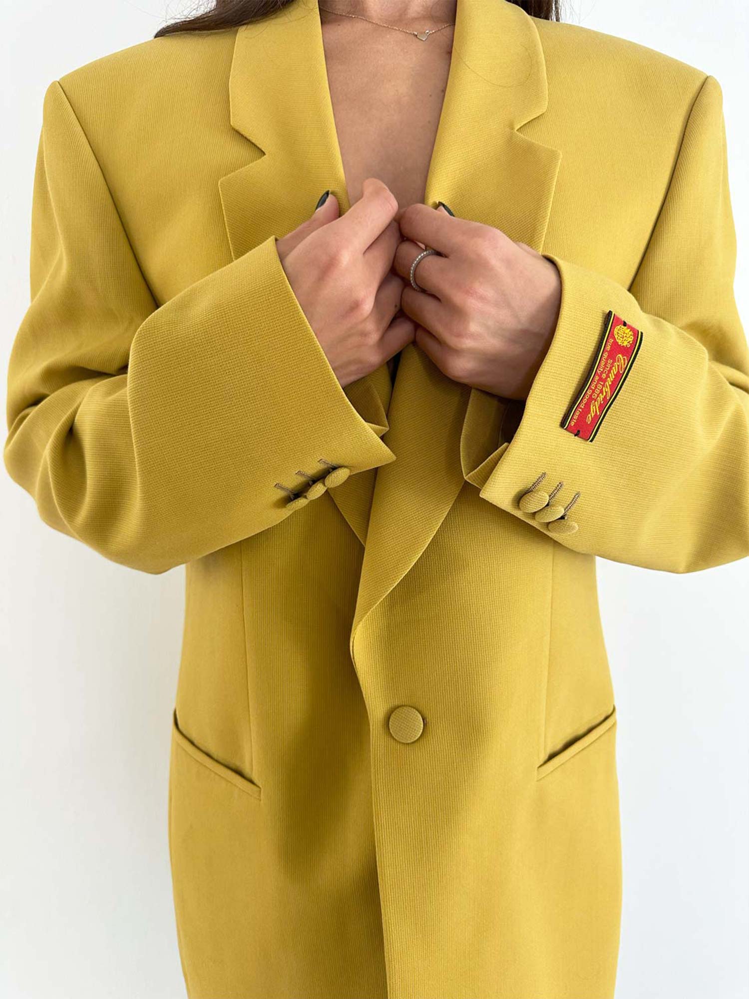 OVERSIZED BLAZER SENFGELB 100% SCHURWOLLE