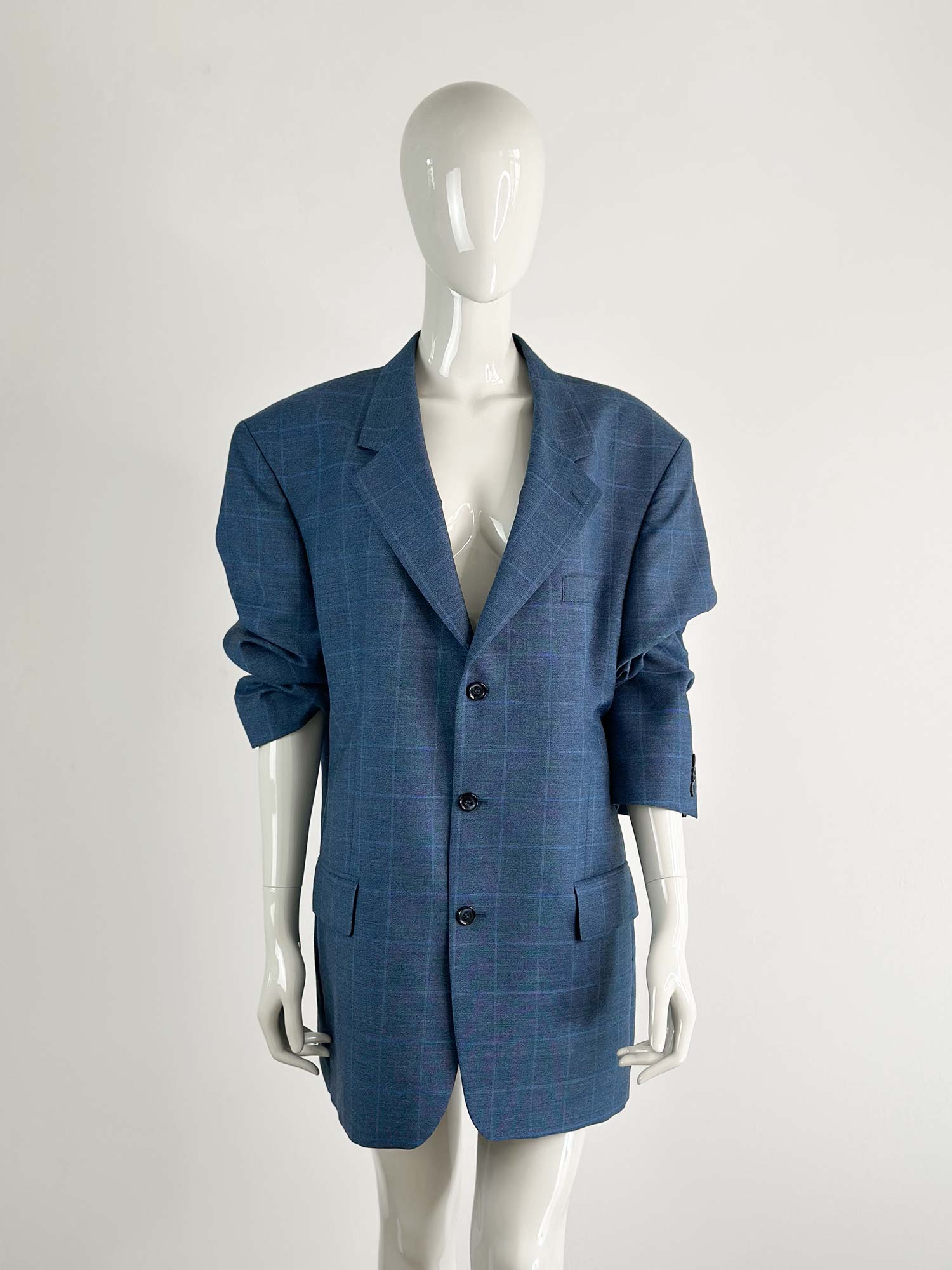 OVERSIZED BLAZER BLAU KARIERT