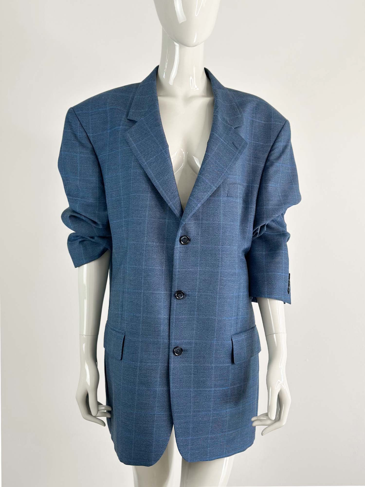 OVERSIZED BLAZER BLAU KARIERT