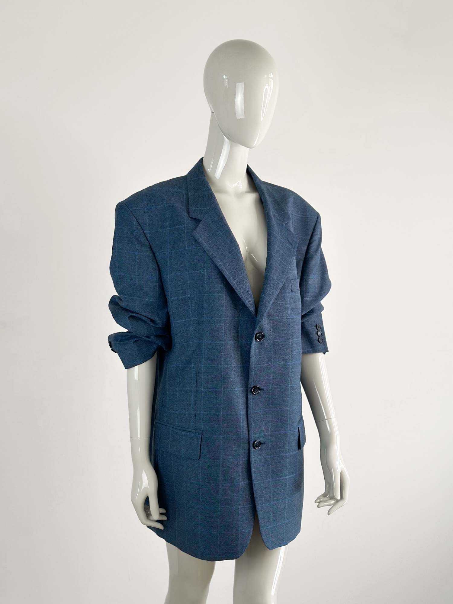 OVERSIZED BLAZER BLAU KARIERT