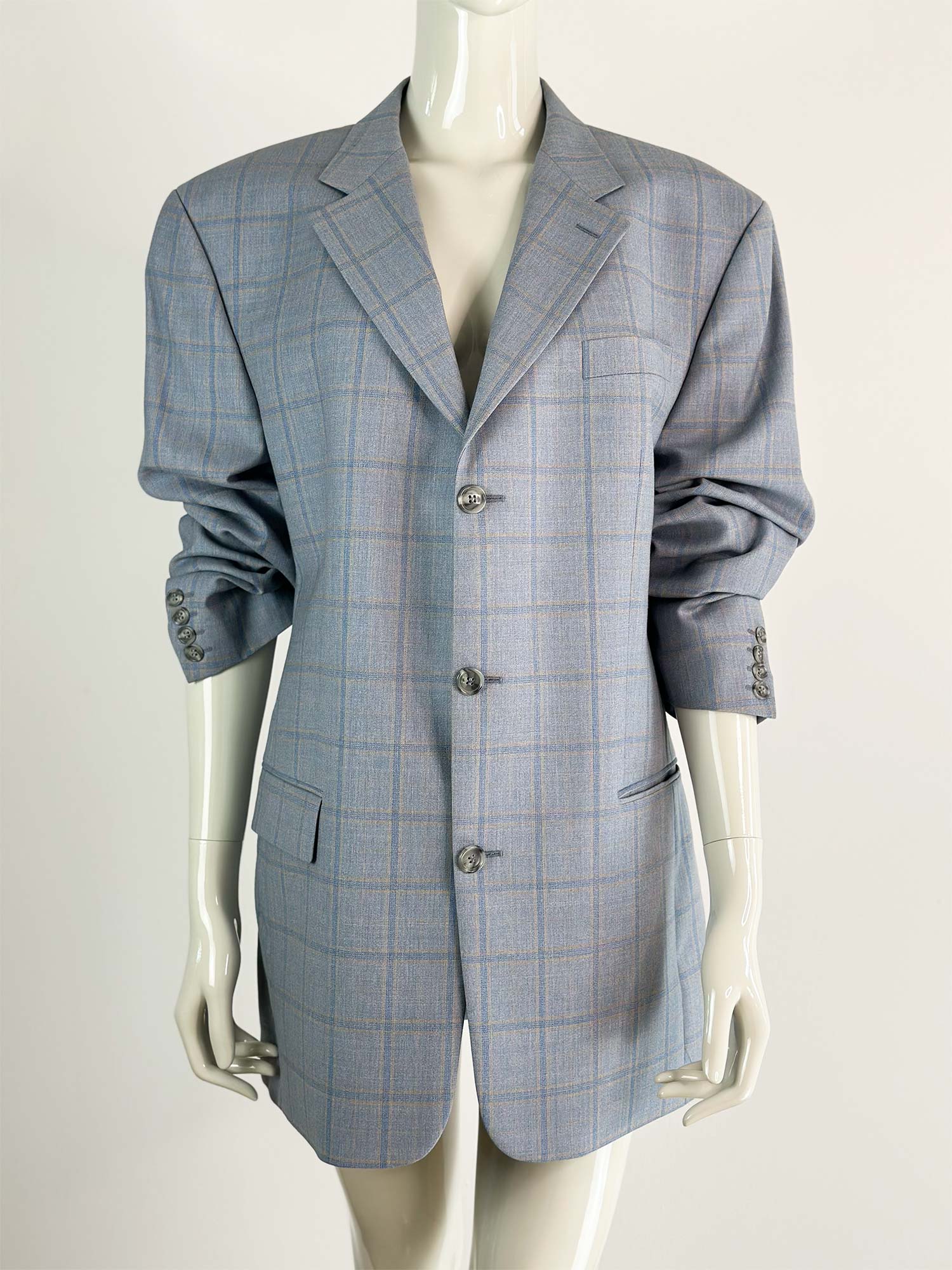OVERSIZED BLAZER HELLBLAU KARIERT