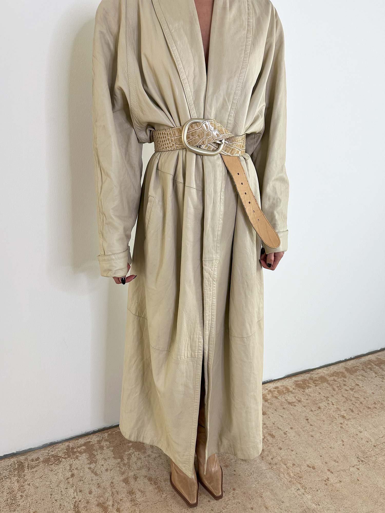 LEDERMANTEL BEIGE