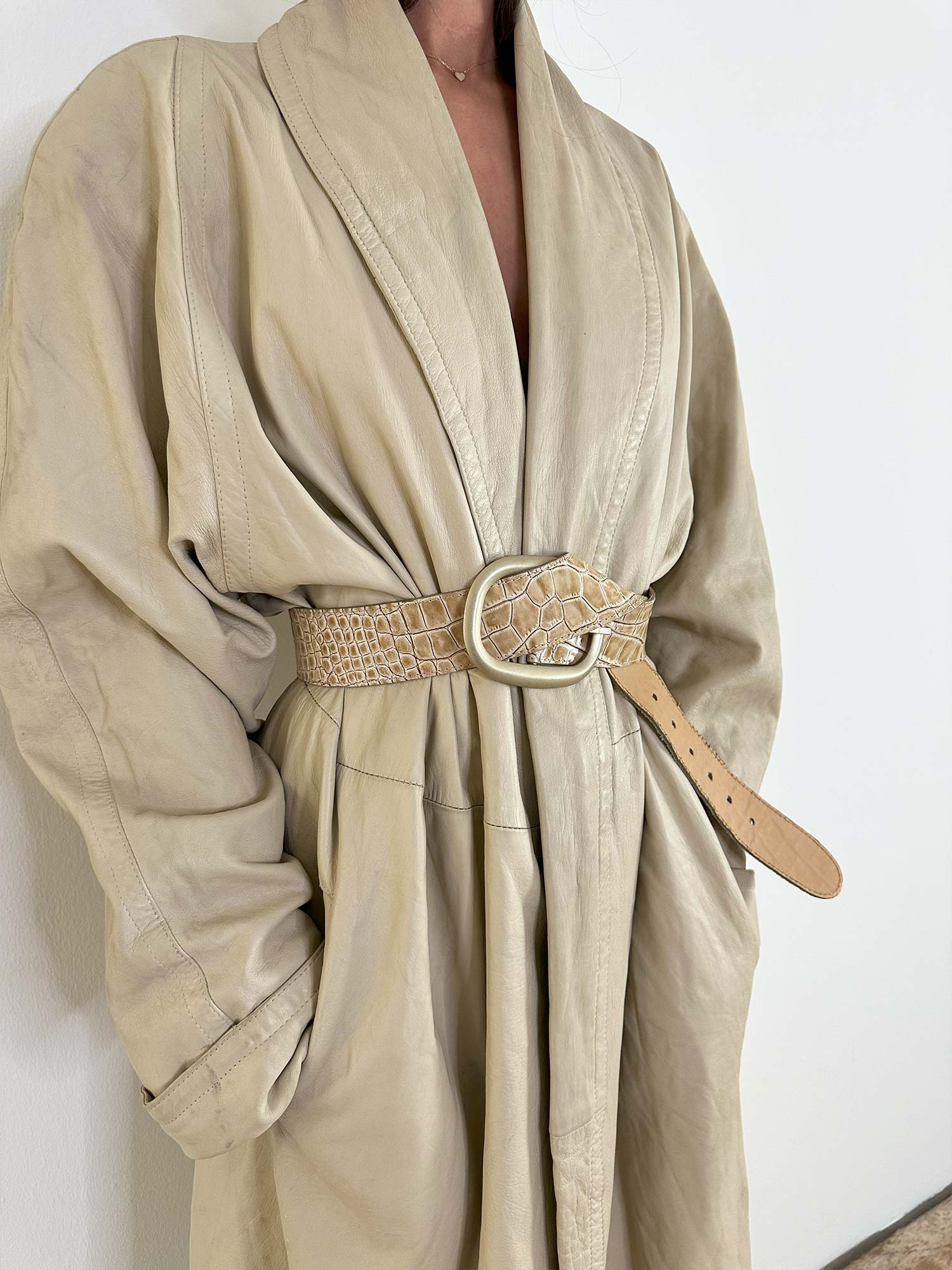 LEDERMANTEL BEIGE