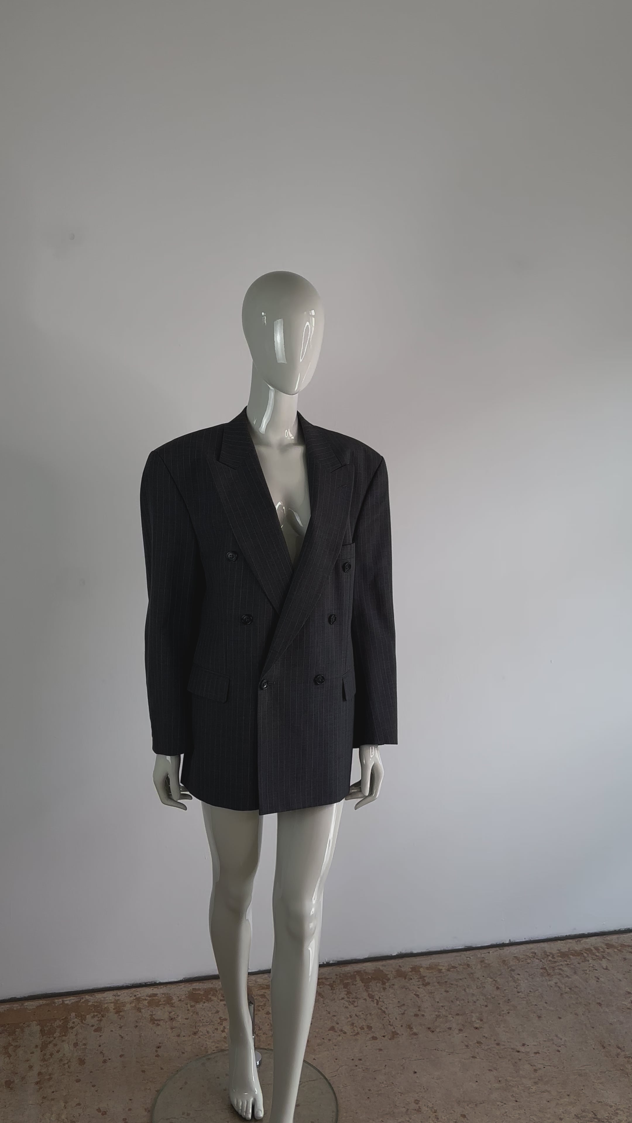 VINTAGE OVERSIZED BLAZER GRAU LINIERT