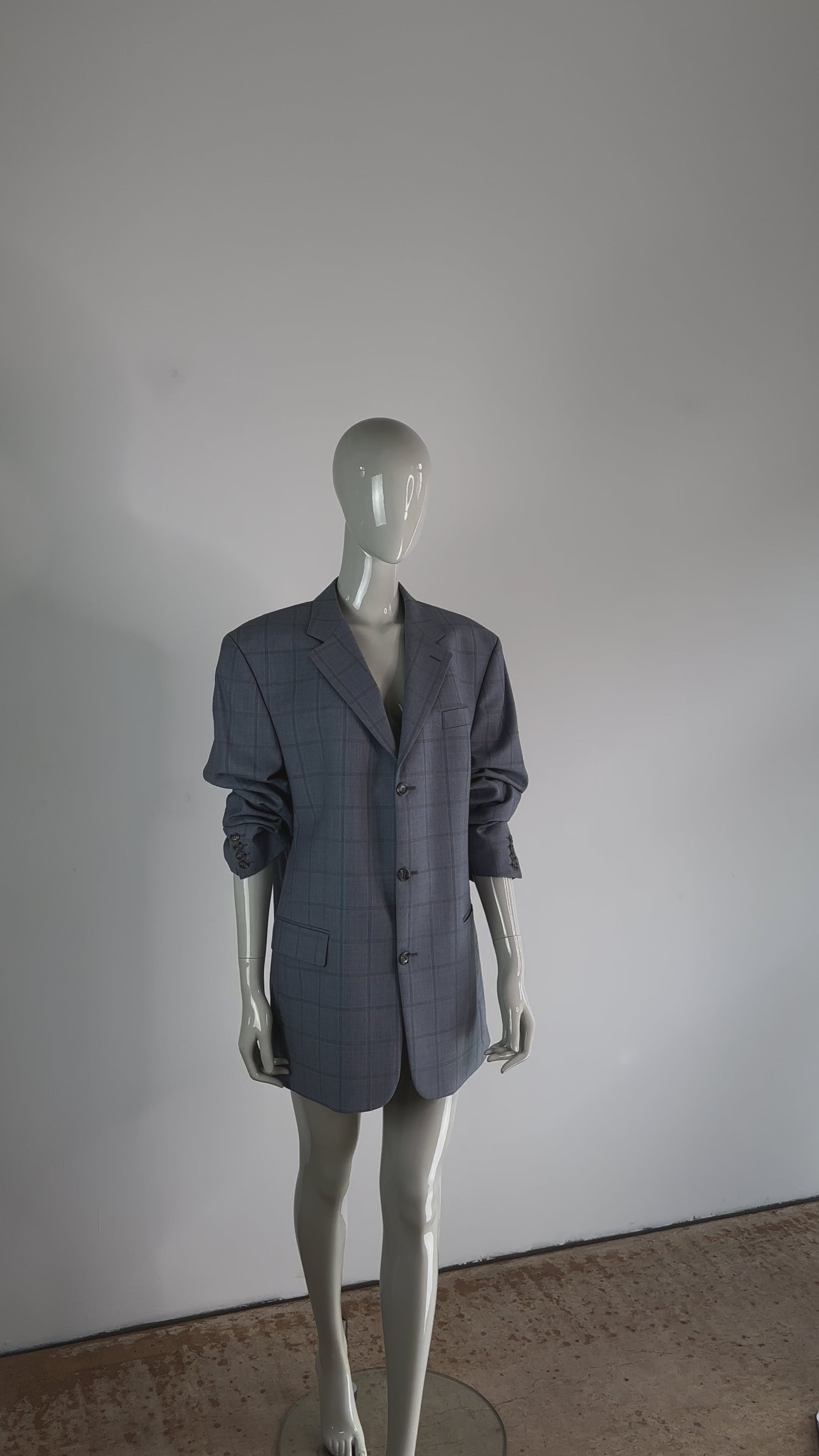 OVERSIZED BLAZER HELLBLAU KARIERT