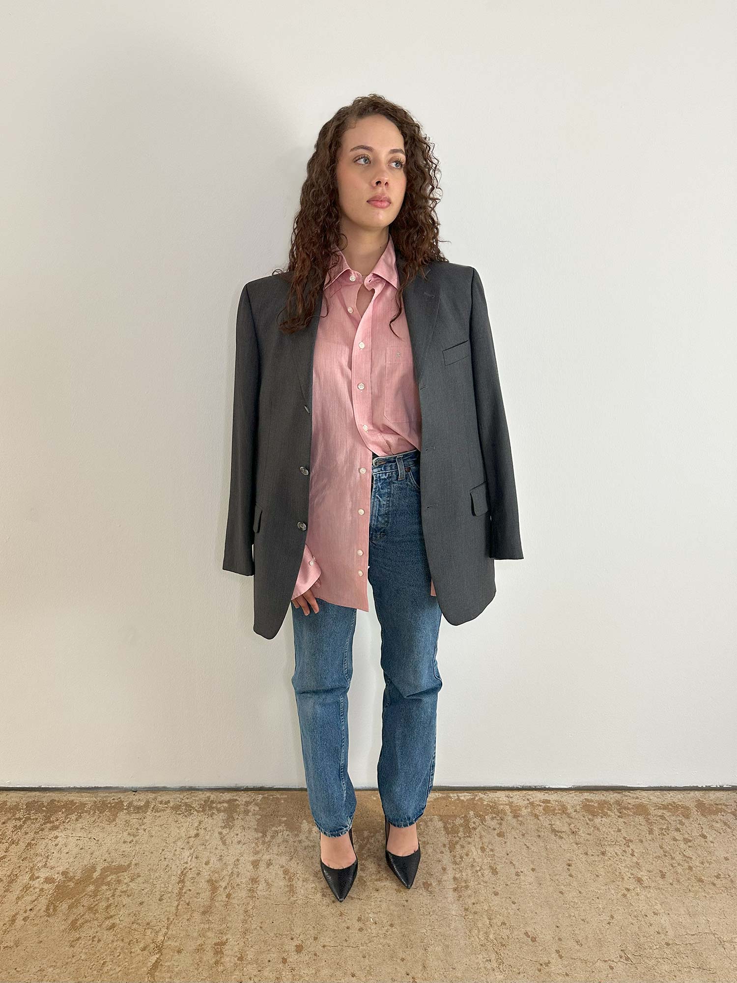 VINTAGE OVERSIZED BLAZER   GRAU