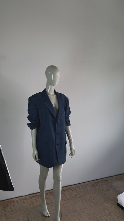 OVERSIZED BLAZER  BLAU KARIERT